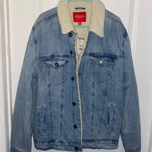 Guess Mens Jeans Sherpa lined Jacket